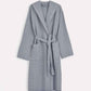 Hooded Washed Waffle Cotton Bathrobe - Indigo