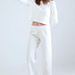 Long Sleeve Crew Neck Pyjama Set - White