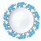 Elephant Patterned Round Placemat Set of 6 pieces-  White & Blue