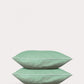 Classic Percale Pillowcase 2pcs- Jade Green with White Pipe Edge