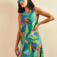 Multi-patterned V-neck Dress - Green
