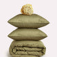 Sateen Stripe - Core Bedding Set - Oil Green & Gold