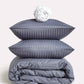 Sateen Stripe - Core Bedding Set - Dark Grey & White
