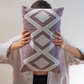 Embroidered Cushion Cover - Pink & Ecru (-)