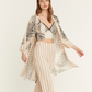 Leaf Printed Pyjama Set with Dressing Gown - Cream