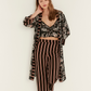 Flower Printed Pyjama Set with Dressing Gown - Black