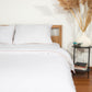 Classic Percale - Duvet Cover Set - White with Peach Piped Edge