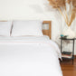 Classic Percale Duvet Cover- White with Peach Piped Edge